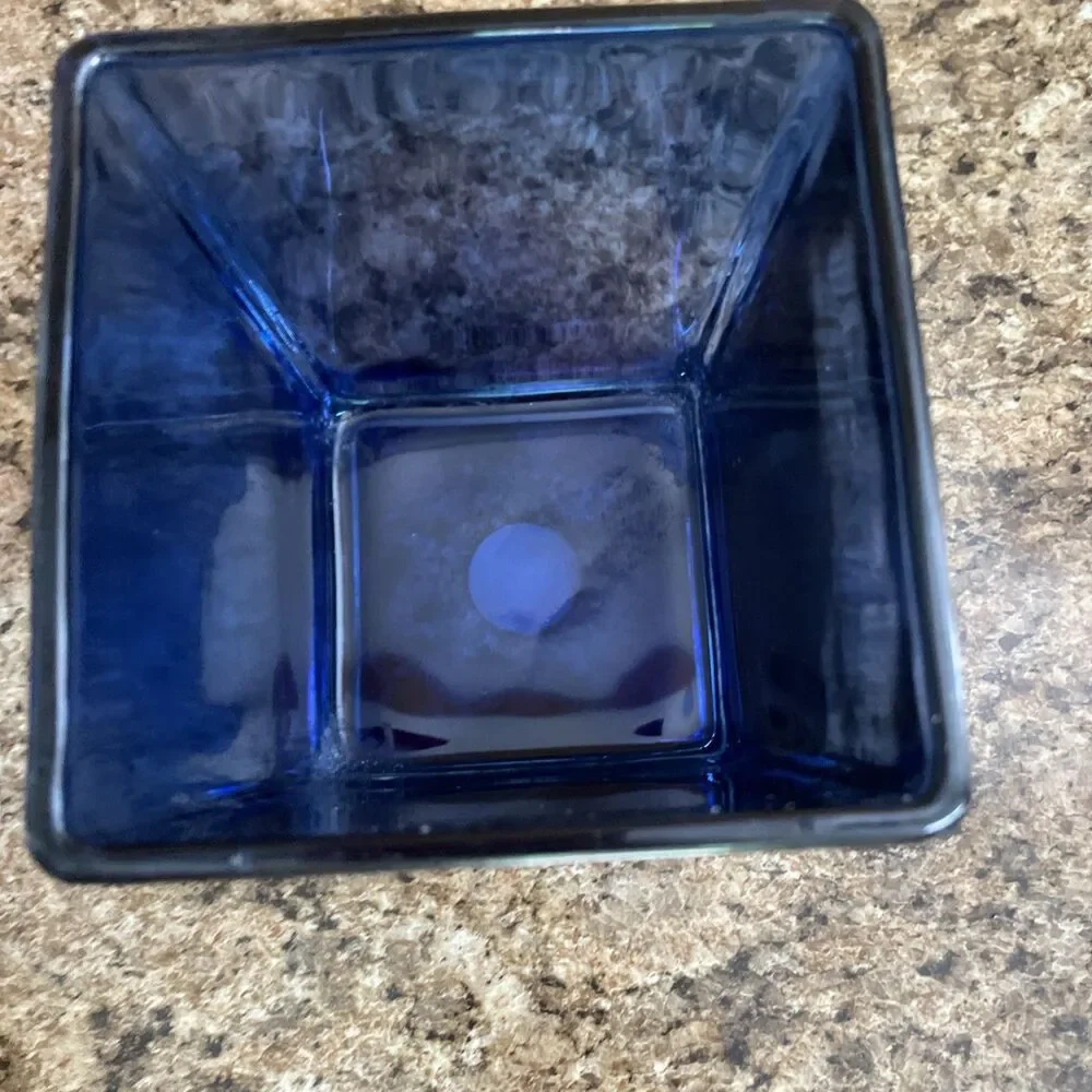 Teleflora Gift Cobalt Blue Art Glass Square Vase Cube